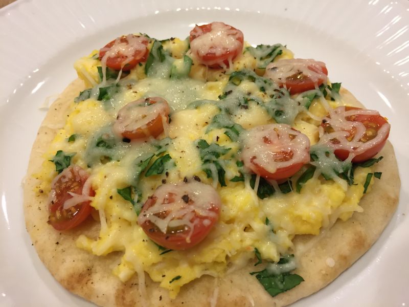 Egg, Tomato and Spinach Flatbreads
