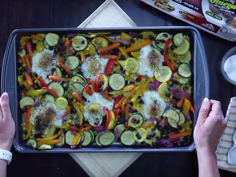 Sheet Pan Ranch Veggies and Eggs