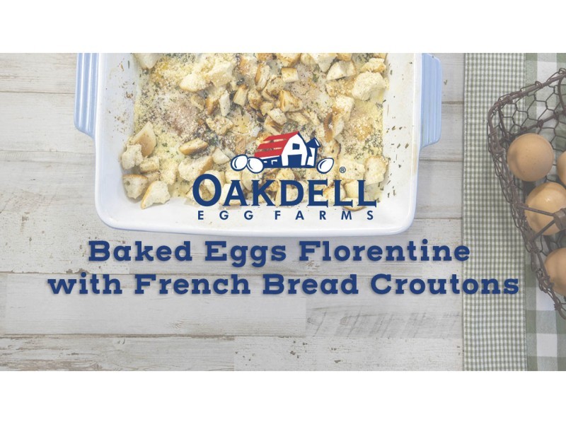 Baked Eggs Florentine with Croutons