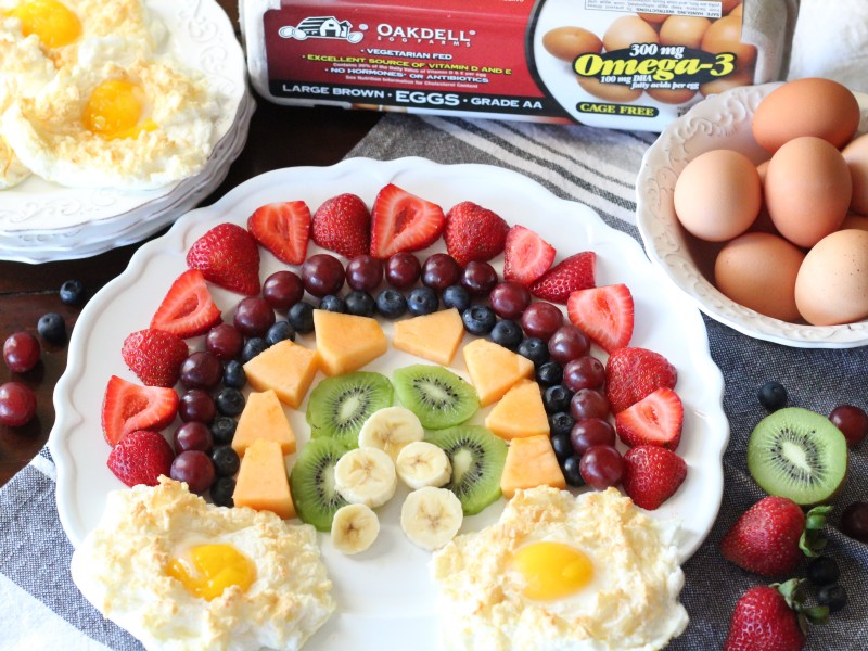 Cloud Eggs with Fruit Rainbow