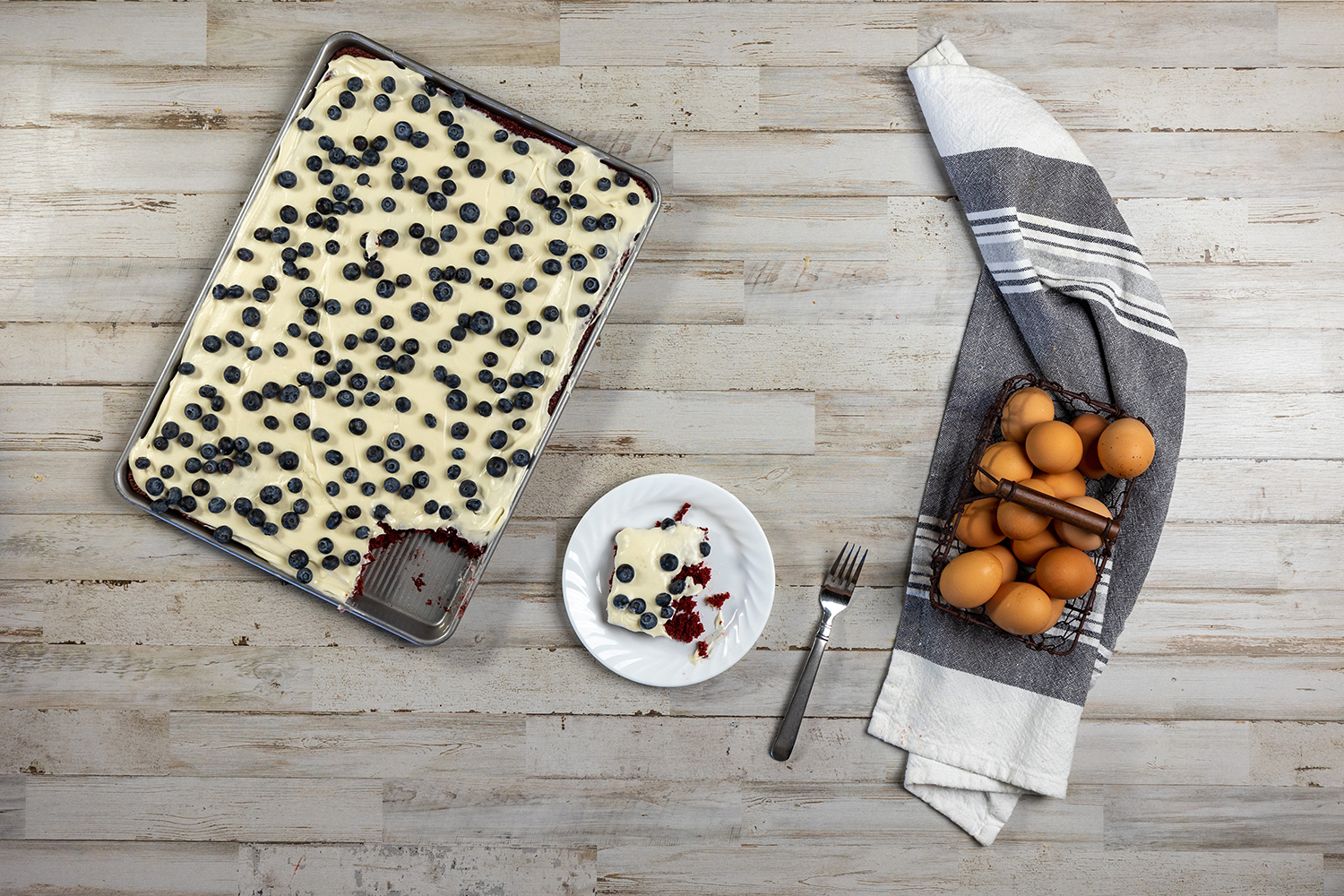 Red Velvet Sheet Cake with Blueberries