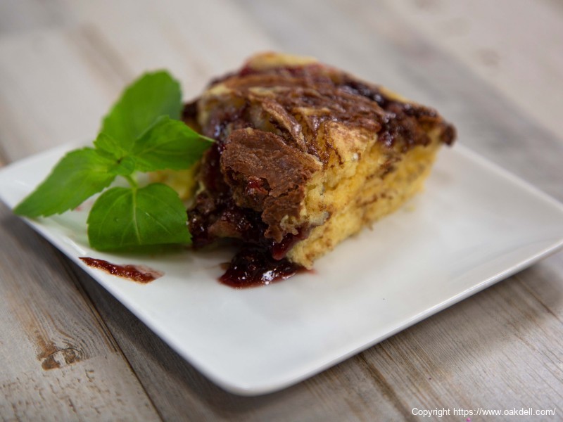 Raspberry Hazelnut Pancake Bake
