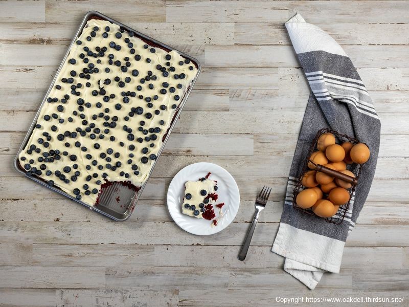 Red Velvet Sheet Cake with Blueberries