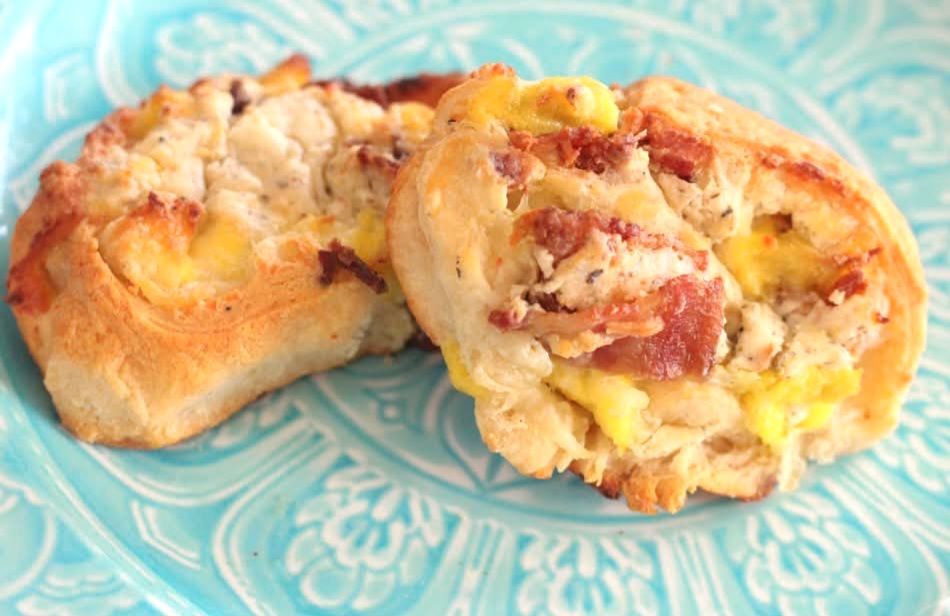 Bacon Egg + Cream Cheese Pinwheels