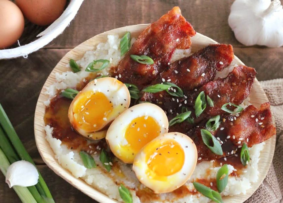 Teriyaki Eggs + Bacon Grits