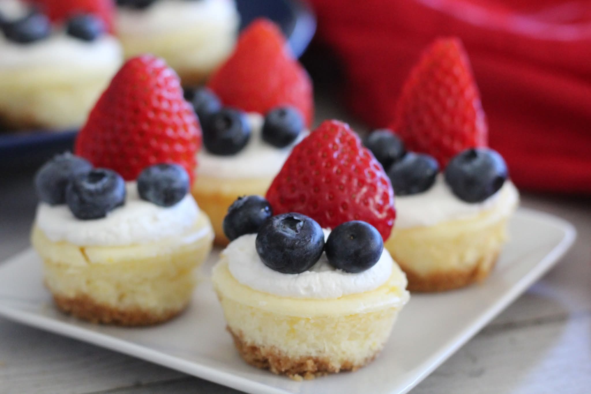 Red White and Blue Cheesecake Bites
