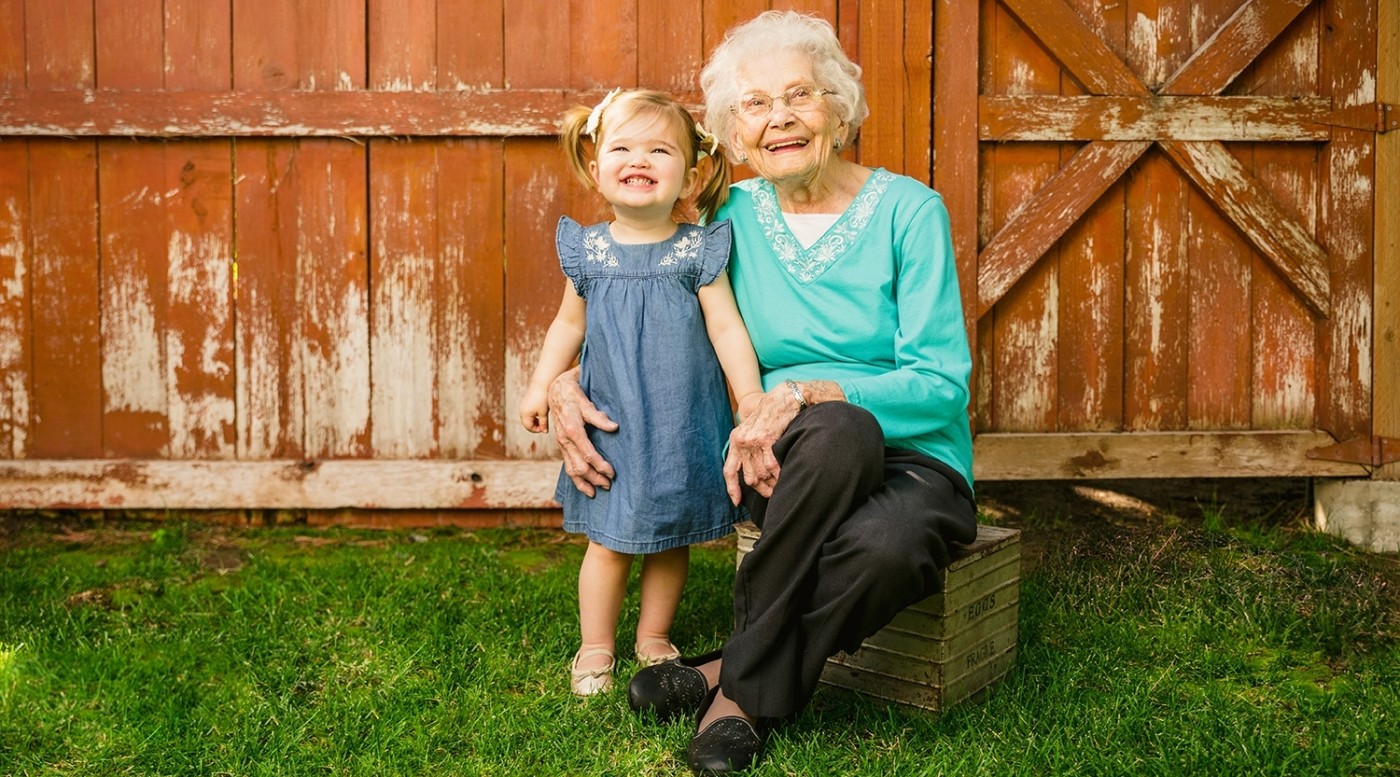 A photo of Grandma Zelma and little Zelma