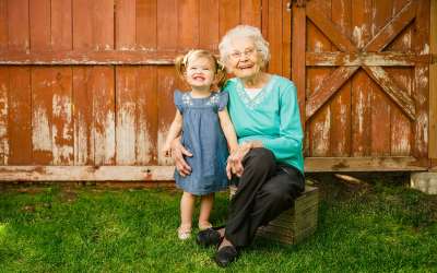A photo of Grandma Zelma and little Zelma
