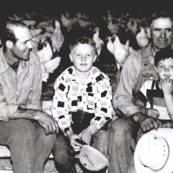 Cecil, Paul, and children in the coop